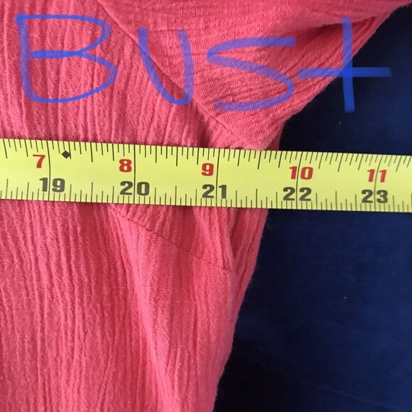 Soft Surroundings Coral Pink Cotton Linen Crochet Boho Long Sleeve Top Tunic - L - Picture 6 of 9